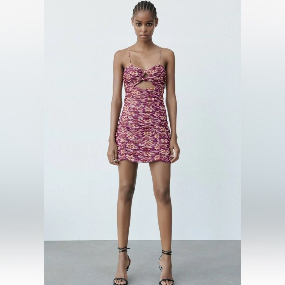 Zara printed dress with draping